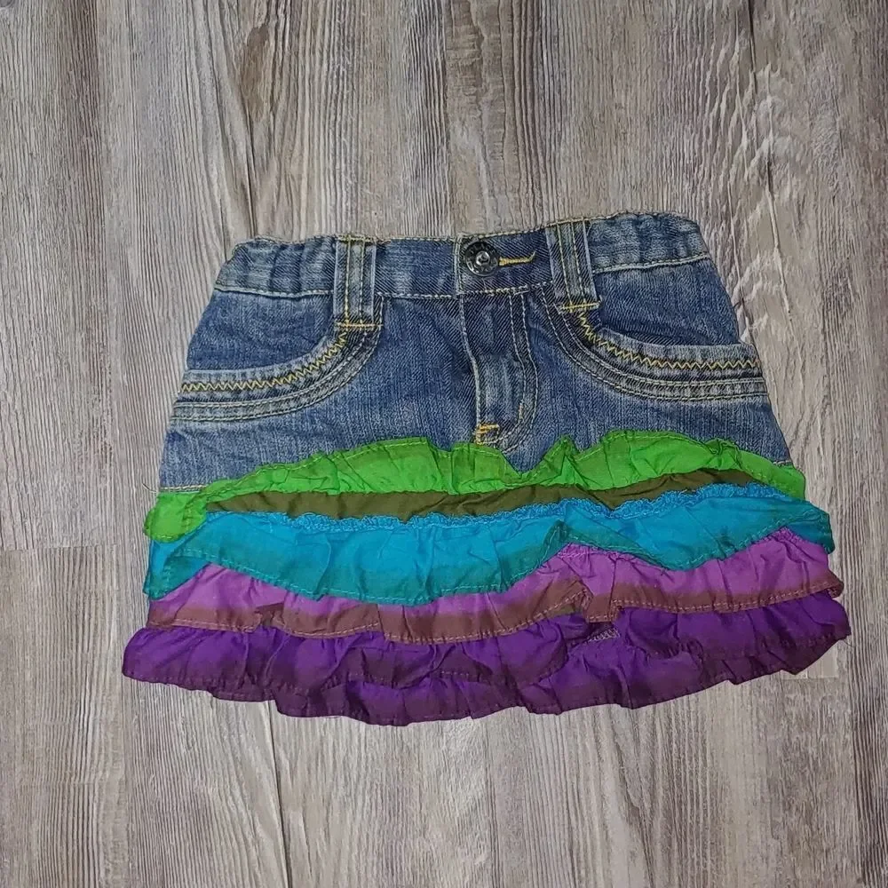 The Children's Place ruffle jean denim skirt  adjustable waist  Sz 3T NWOT